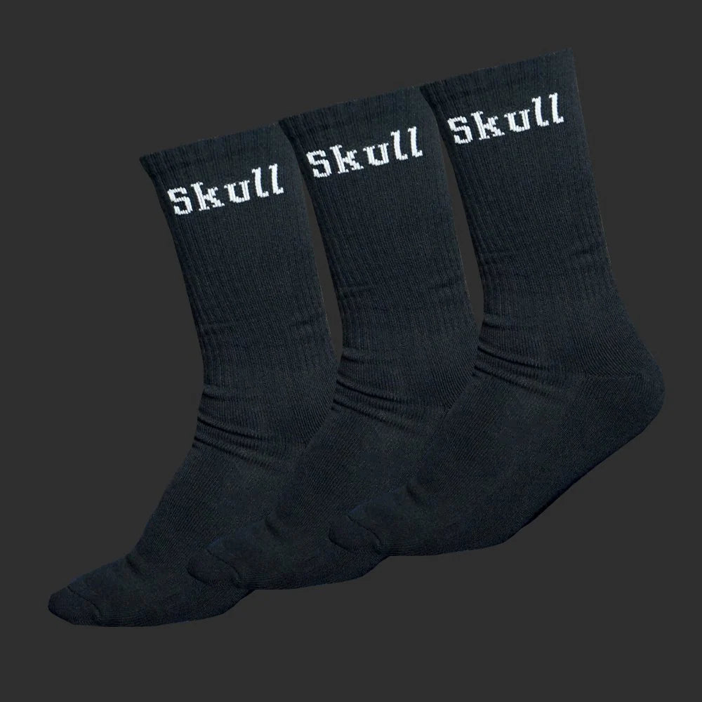 Black White Skull Padel Socks (3 Pack)