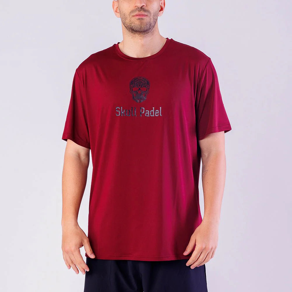 Padel Sportshirt Men - Dark Red Black